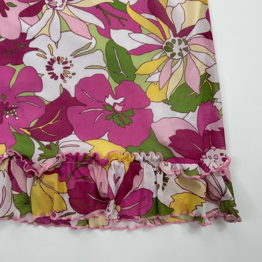 Y2K Faith Passion Floral Dress Womens Medium Pink Yellow Sleeveless Summer Style - Picture 3 of 6